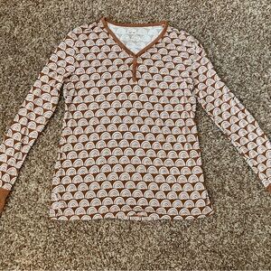 Little Sleepies Brown and White Patterned Top Rainbow